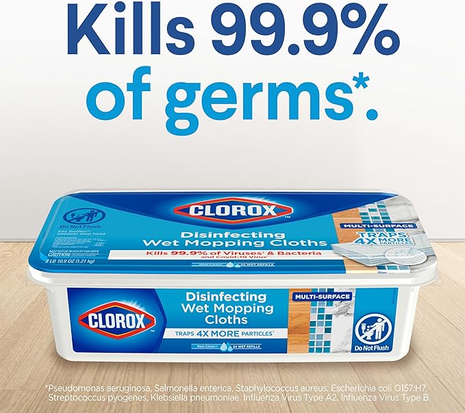 Clorox Disinfecting Wet Mop Pad, Disposable Mop Heads, Rain Clean, 2 Packs - Image 2