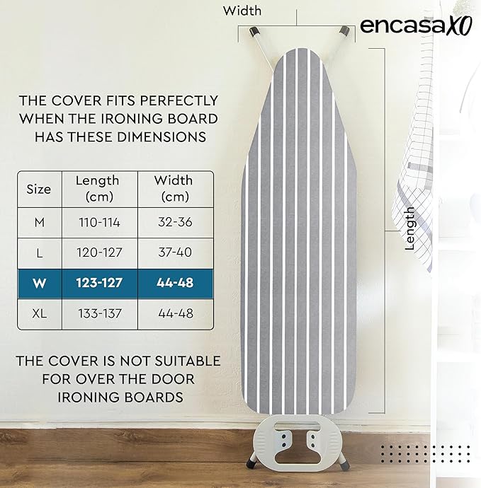 Encasa XO Ironing Board Cover and Pad 49"x18" - 4mm Felt Wide Iron Board Cover - Image 5