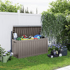 90 Gallon Resin Deck Box, Lockable Patio Outdoor Storage Box for Furniture, Garden Tools and Tools Storage, Waterproof Outside Storage Boxes - Grey - Image 6
