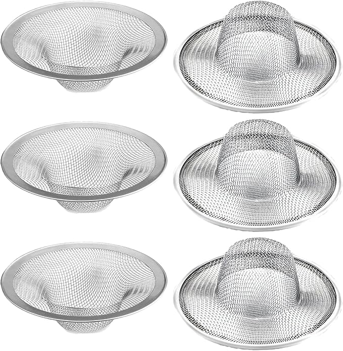 6 pcs Heavy Duty Stainless Steel Slop Basket Filter Trap, 2.75" Top / 1" Mesh by BESSEEK
