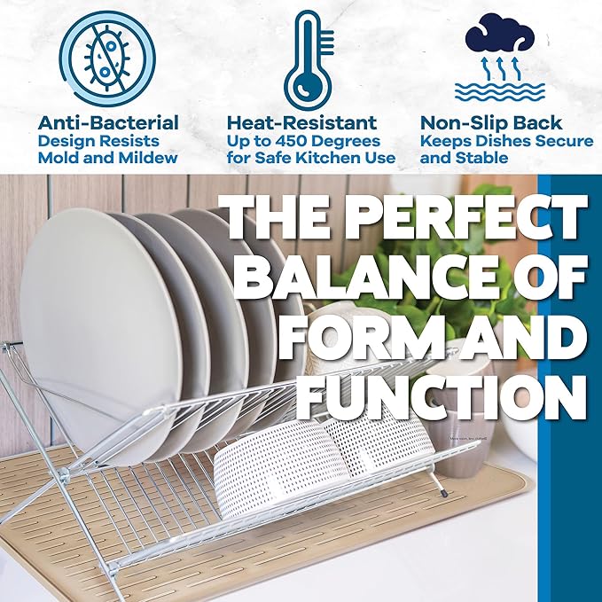 Large Silicone Dish Drying Mat for Kitchen Counter or Under Sink, Waterproof - Image 4