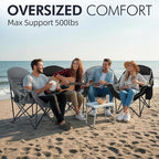 Oversized Camping Chair for Adults - Heavy Duty Outdoor Padded Large Lawn Camp Chair with Cup Holder Cooler Pockets for Sports Beach Fishing Garden Portable Supports 500lbs, Grey 2 Pack - Image 2
