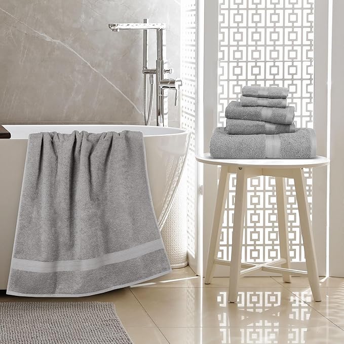 Amazon Basics 6-Piece Fade-Resistant 100% Cotton Towel Set - Image 9