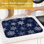 Winter blue Snowflake Dish Drying Mat - Image 7