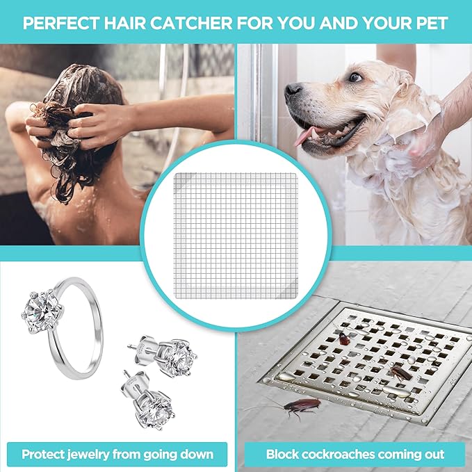 25 Pack Disposable Shower Drain Hair Catcher Mesh Stickers - Image 3