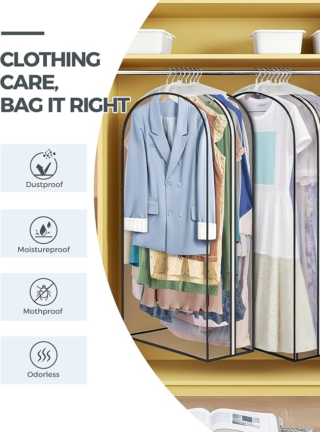 4 pcs 50" Garment Bags for Hanging Clothes, Garment Bags for Travel Covers - Image 3