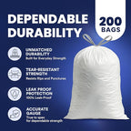 Plasticplace 4 Gallon White Drawstring Trash Bags, – 0.7 Mil Leak-Proof Garbage - Image 4