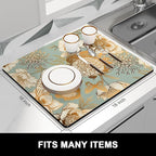 Rnivvi Dish Drying Mat for Kitchen Counter, 16 x 18" Cute Flower Theme - Image 3