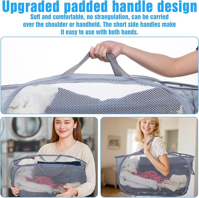 4 Pack Pop-Up Mesh Laundry Basket, Four Colors Pop Up Mesh Hamper, Open - Image 7