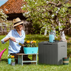 Flamaker Deck Box 31 Gallon Waterproof Resin Small Deck Box with Lid, Indoor Outdoor Package Delivery Box, Organization and Storage for Patio Furniture, Garden Tools, Outdoor Cushions (Grey) - Image 5