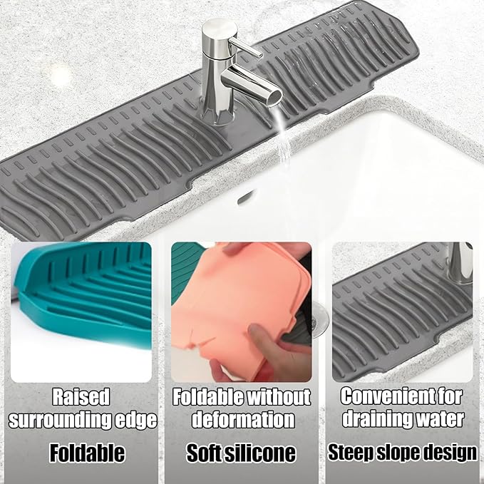 Kitchen Sink Faucet Mat, 90° Foldable Faucet Mat - Image 4