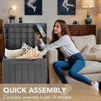 Devoko 30 Gallon Resin Deck Box Outdoor Indoor Waterproof Storage Box for Patio Furniture Pool Accessories Storage for Cushion Garden Tools (30 Gallon, Grey) - Image 3