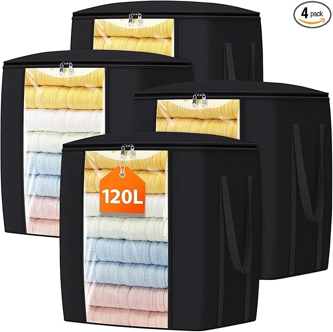 120L Extra Large Clothes Storage Bags, Foldable Blanket Storage and Organization by Unknown