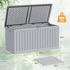 Devoko 260 Gallon Double-Wall Deck Box with Divider, Side Handles, Resin Outdoor Large Storage Box Waterproof and Lockable for Patio Furniture, Garden, Pool (Grey, 260 Gallon) - Image 8