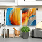 Orange Blue Kitchen Dish Towels Set of 4, Soft Absorbent Marble Decorative Tea - Image 5