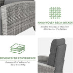 IDEALHOUSE Wicker Outdoor Recliner Reclining Patio Chairs with Adjustable Back & Footrest 150° Lay-Flat Reclining with Air Pump Rattan Flip-Up Side Table Outdoor Lounge Chairs for Pool Deck Balcony - Image 8
