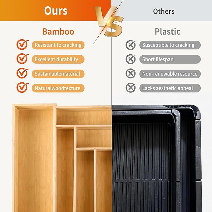 Bamboo Expandable Drawer Organizer - Image 6