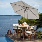 JEAREY 7.5FT Patio Umbrella Market Table Umbrella with 6 Sturdy Ribs, Push Button Tilt/Crank Outdoor Umbrella for Garden, Deck, Backyard, Pool and Beach,Light Grey - Image 4