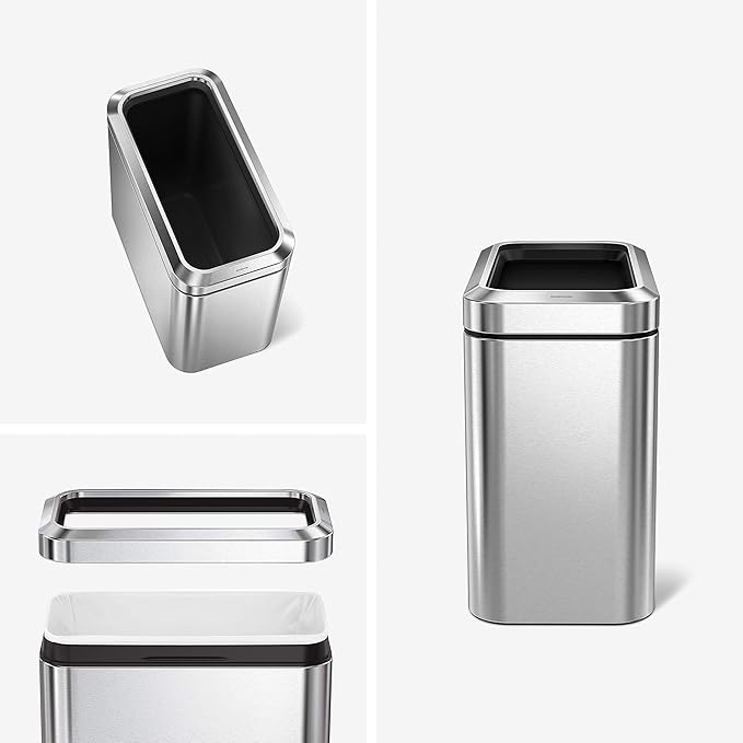 simplehuman 25 Liter / 6.6 Gallon Slim Open Top Small Trash Can, Commercial - Image 2