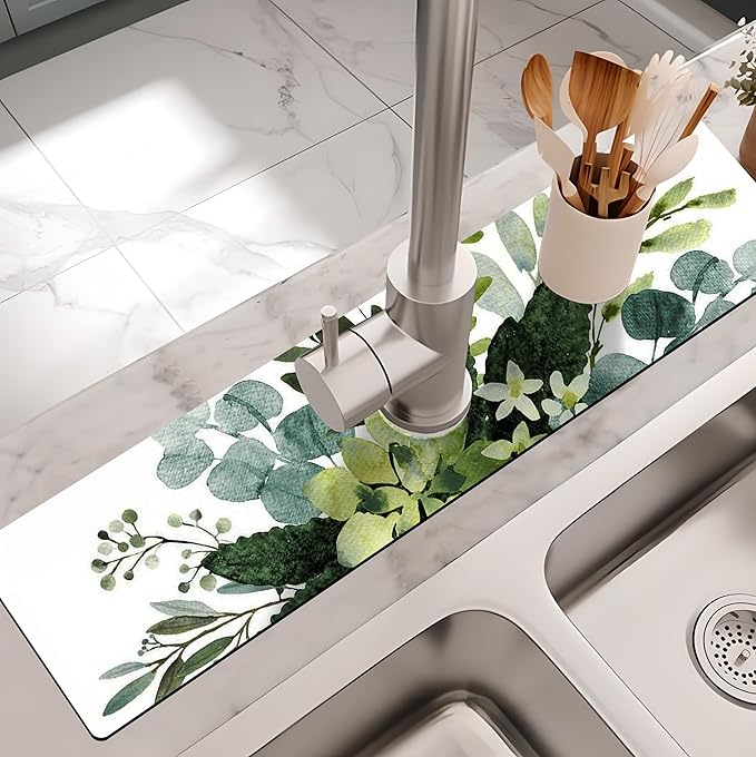 Kitchen Sink Splash Guard Faucet Mat -1 PC Super Absorbent Fast Drying Mat Sink - Image 2