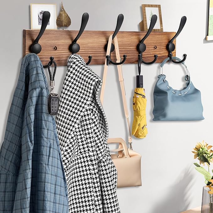 Coat Rack Wall Mount Wooden Hat Rack - Image 3