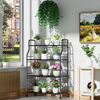 GIOTORENT Plant Stand Outdoor Indoor 4 Tier Metal Waterproof - 41.3" Plant Shelf for Patio, Balcony, Living Room, Large Capacity Tiered Plant Rack, Black - Image 2