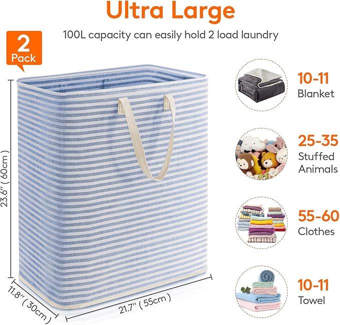 Lifewit 2 Pack Laundry Hamper Large Collapsible Laundry Baskets, Freestanding - Image 4