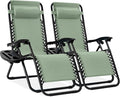 Best Choice Products Set of 2 Adjustable Steel Mesh Zero Gravity Lounge Chair Recliners w/Pillows and Cup Holder Trays - Sage Green by BestChoiceProducts