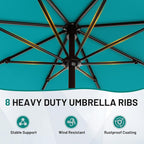 AreShark 9 FT Patio Umbrella for Outdoor, Outdoor Table Umbrella with Push Button Tilt and Crank, Outdoor Patio Umbrellas with 8 Sturdy Ribs for Market, Garden, Pool (Lake Blue) - Image 3