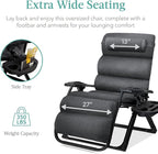 Best Choice Products Oversized Zero Gravity Chair, Folding Outdoor Patio Recliner, XL Anti Gravity Lounger w/Removable Cushion, Cup Holder, Side Tray, 350lb Capacity - Fossil Gray - Image 7