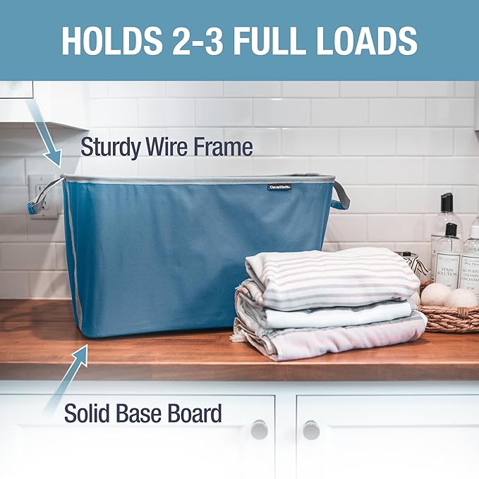 CleverMade Collapsible Laundry Basket 2 Pack – 60L Foldable Clothes Hamper - Image 2