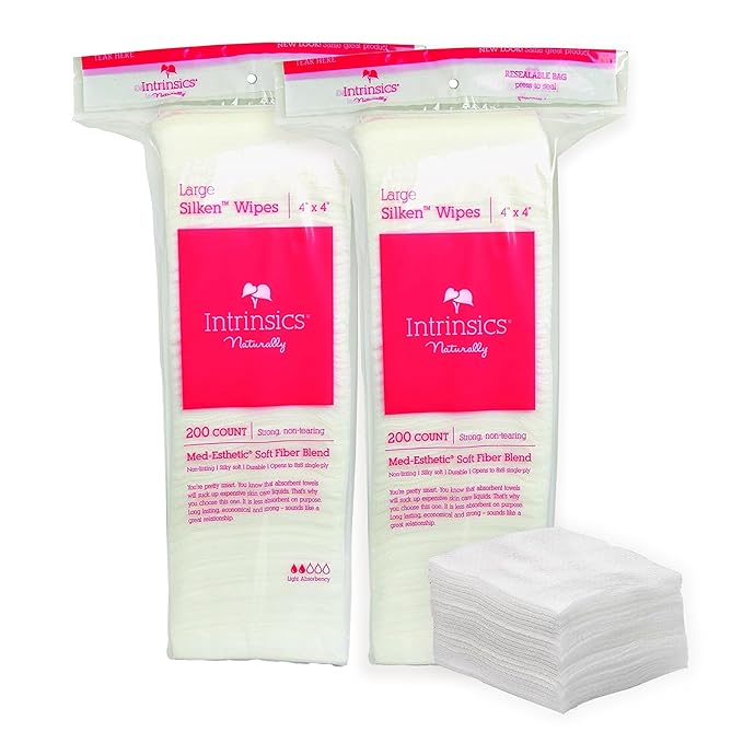 Intrinsics Large Silken 4x4 Esthetic Wipes 2 Pack | 4-Ply Premium Lint-Free by Intrinsics%C2%AE