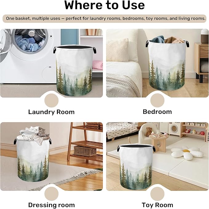 Misty Forest Green Foldable Laundry Hamper - Image 4