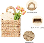 Wicker hanging basket, Water Hyacinth Wall Basket, Rustic Handwoven Hanging - Image 3