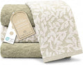MosJos 4 Pack Hand Towels, Cotton Sage Green and White Floral Kitchen Towel by MosJos