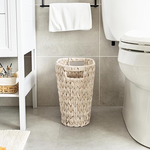 GRANNY SAYS Wicker Trash Can, Waterproof Bathroom Trash Can, Wicker Waste Basket - Image 7