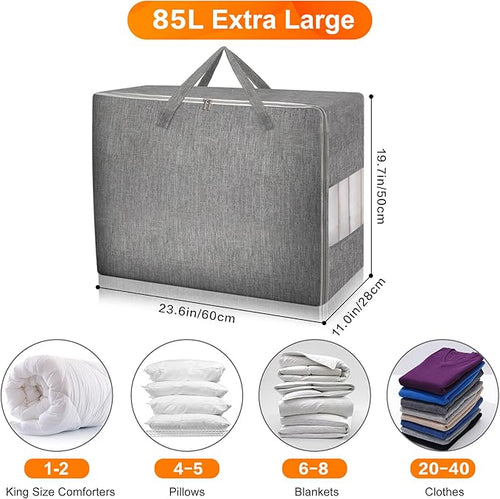 2 Pack 85L Comforter Storage Bags, Extra Large Bedding Storage Bags - Image 2