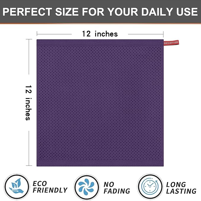 Kitinjoy 100% Cotton Kitchen Dish Cloths, 6 Pack Waffle Weave Ultra Soft - Image 4