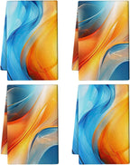 Orange Blue Kitchen Dish Towels Set of 4, Soft Absorbent Marble Decorative Tea by Unknown