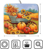 Thanksgiving Autumn Harvest Pumpkin Dish Drying Mat - Image 2