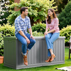 Flamaker Resin Deck Box 270 Gallon, Waterproof Imitation-Wood Lockable Storage Box with Separator Plate Outdoor Indoor, Garden, Patio Furniture for Tools&Pool Accessories (Gray) - Image 8
