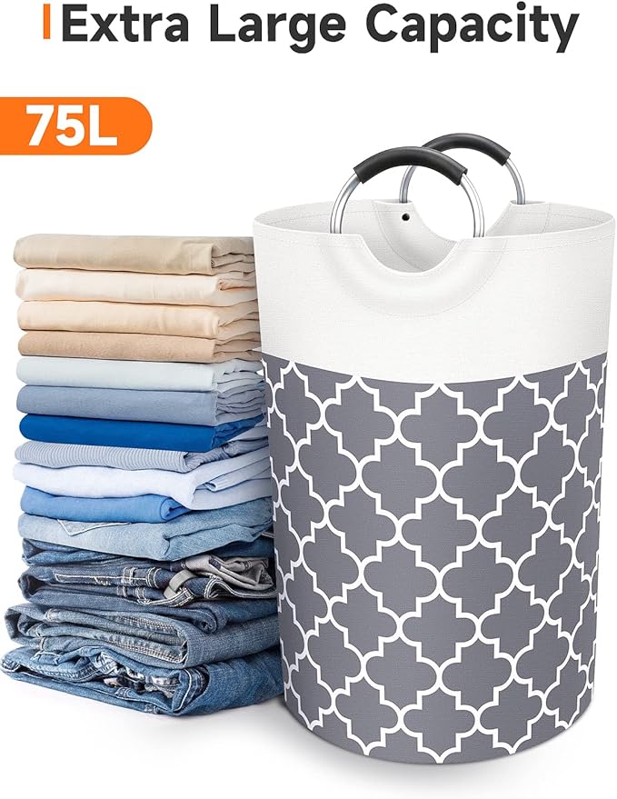 Large Laundry Basket Laundry Hamper Bag Washing Bin Clothes Bag Collapsible Tall - Image 5