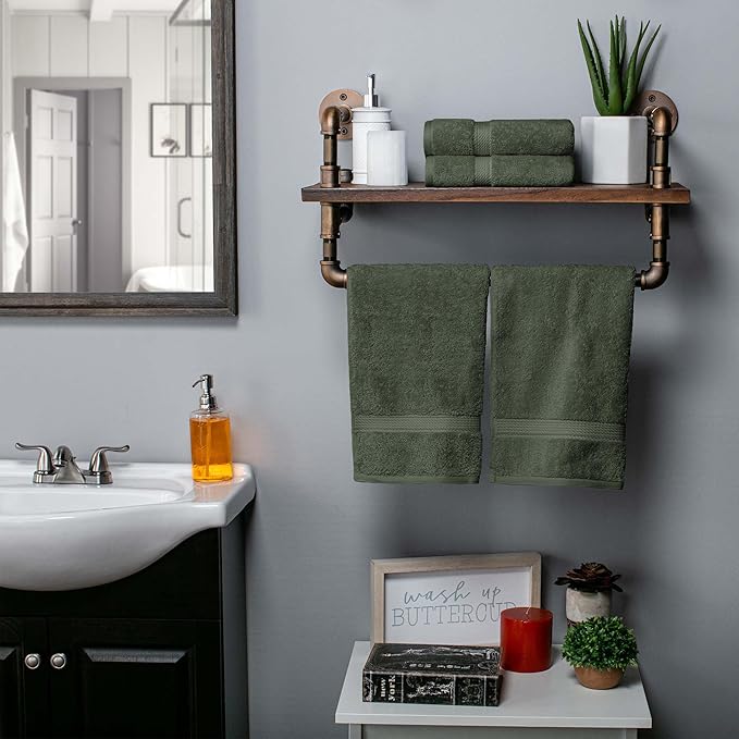 Superior Solid Egyptian Cotton Hand Towel Set, Forest Green - Image 6
