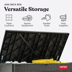 Keter Java XXL 230 Gallon Resin Rattan Look Large Outdoor Storage Deck Box for Patio Furniture Cushions, Pool Toys, and Garden Tools, Dark Grey - Image 4