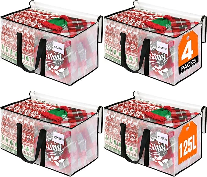 Clear Heavy Duty Extra Large Moving Bags, Reinforced Handle and Double Zipper by RoomHacks