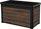 Keter Rosewood 100 Gallon Resin Deck Box Organization and Storage for Patio Furniture Outdoor Cushions, Throw Pillows, Garden Tools and Pool Toys by Keter