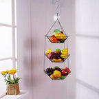 3-Tier Wire Fruit Hanging Basket 2 Packs, non-Punching Wall Hanging Storage - Image 8