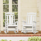 LUE BONA Outdoor Rocking Chairs Set of 2, Weather Resistant HDPS Poly Rocker Chairs, 350lb Heavy Duty, Oversized Porch Rocker for Adult, High Back Smooth Rocking Chair for Outdoor & Indoor, White - Image 3