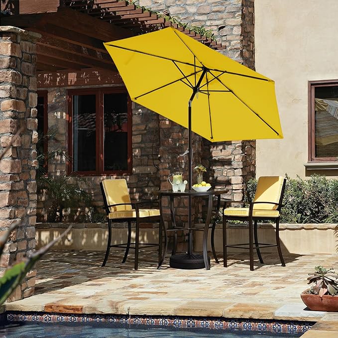 JEAREY 7.5FT Patio Umbrella Market Table Umbrella with 6 Sturdy Ribs, Push Button Tilt/Crank Outdoor Umbrella for Garden, Deck, Backyard, Pool and Beach,Yellow - Image 2