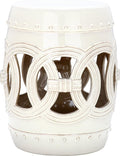 SAFAVIEH Home Collection Double Coin Cream Ceramic Indoor/ Outdoor Decorative Garden Stool (Fully Assembled) by SAFAVIEH